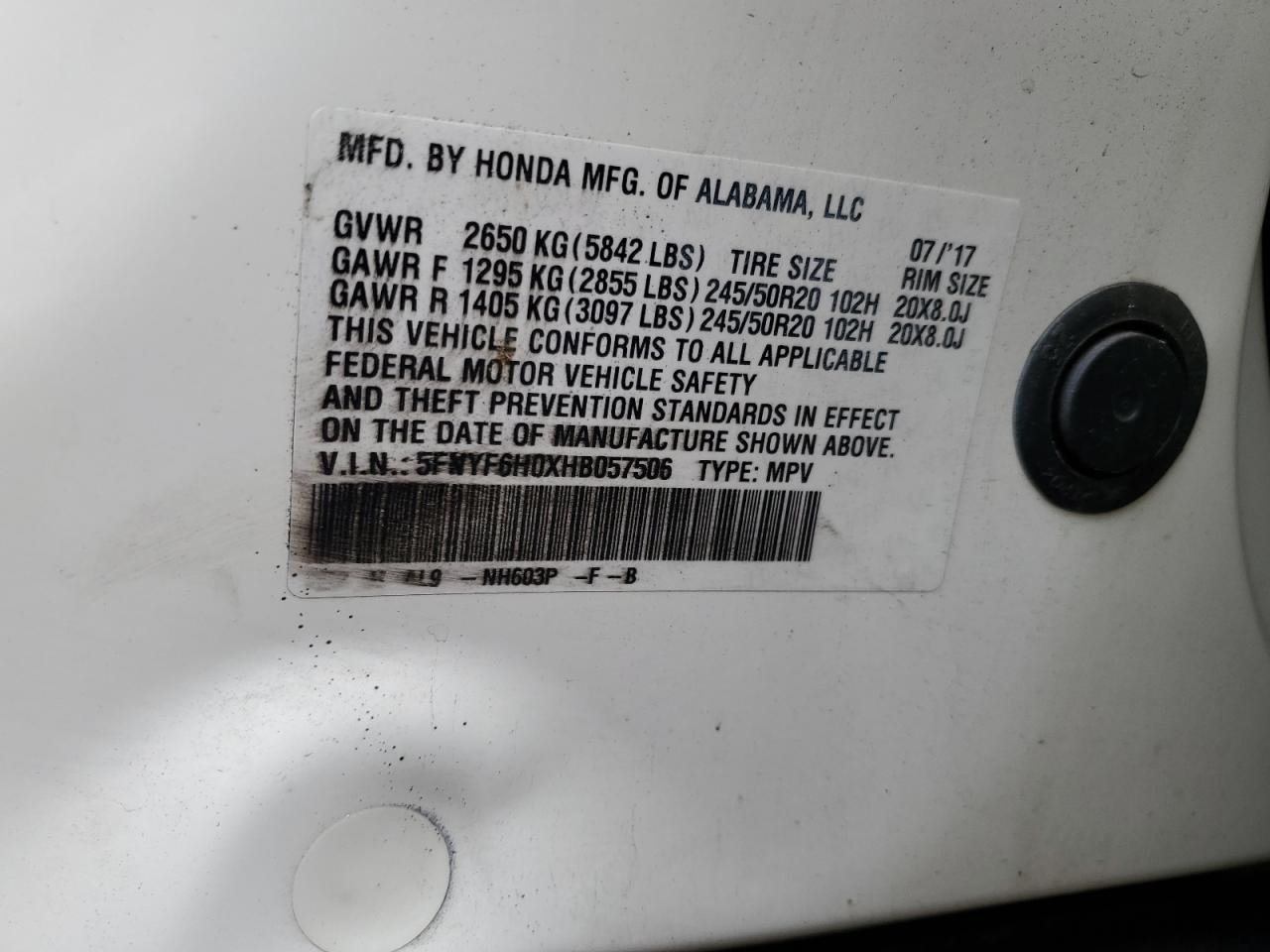 2017 HONDA PILOT