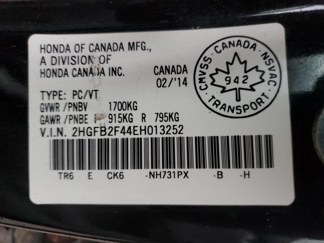 2014 HONDA CIVIC