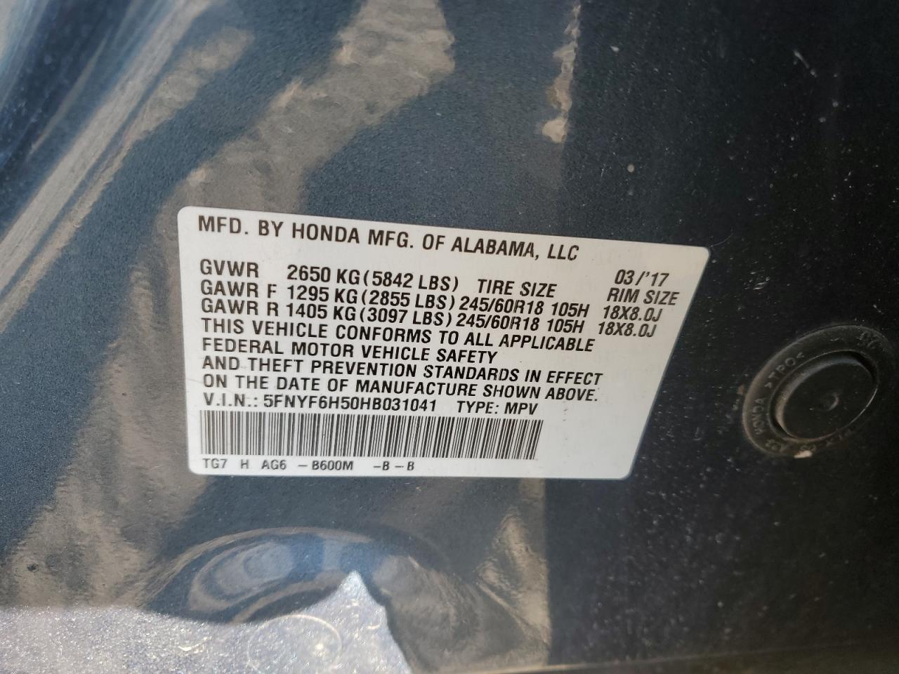 2017 HONDA PILOT