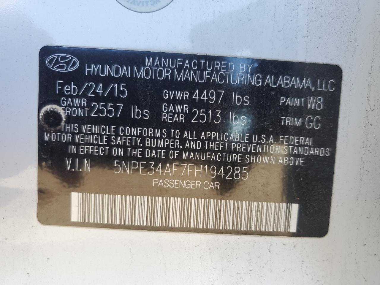 2015 HYUNDAI SONATA