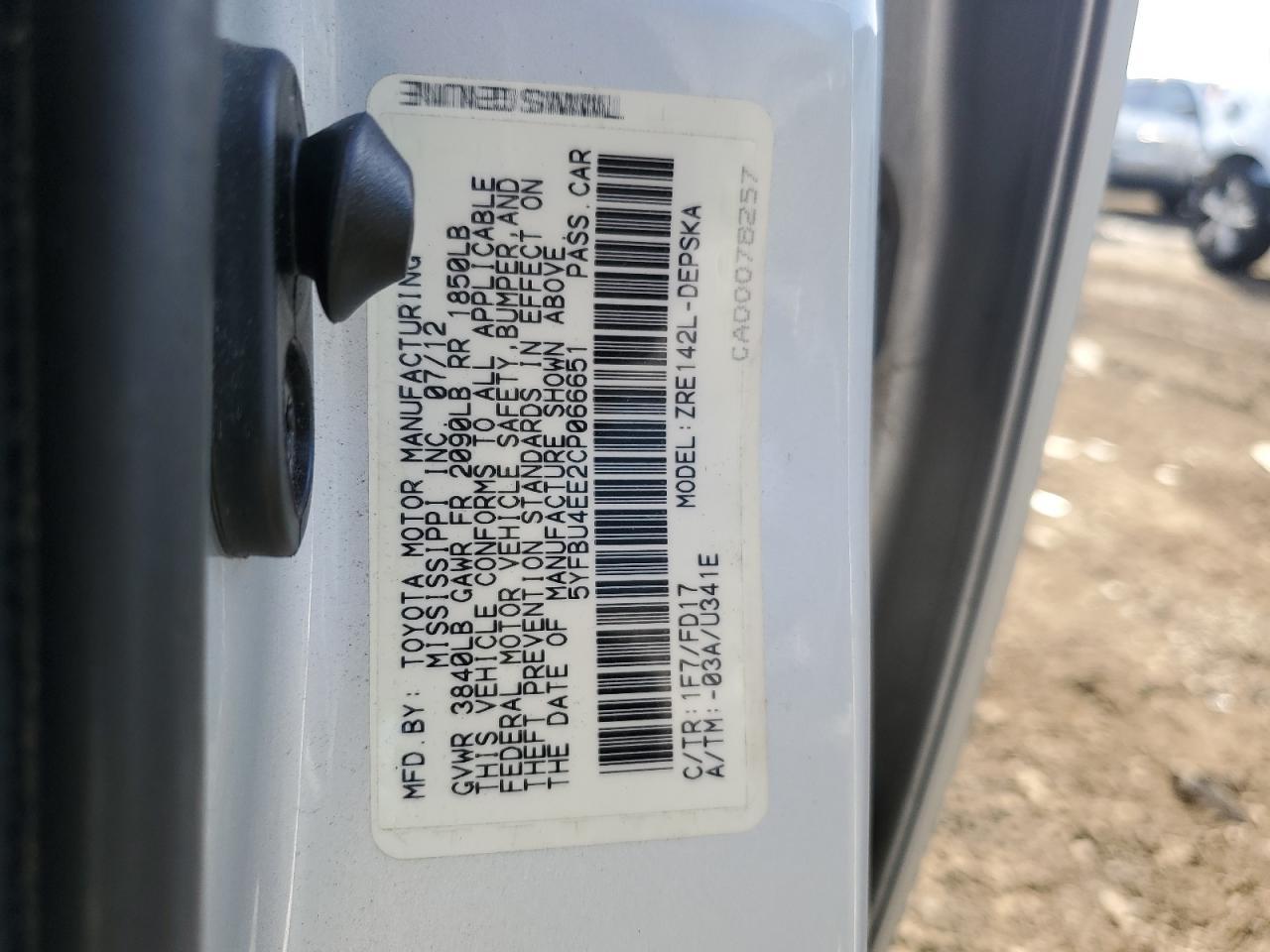 2012 TOYOTA COROLLA