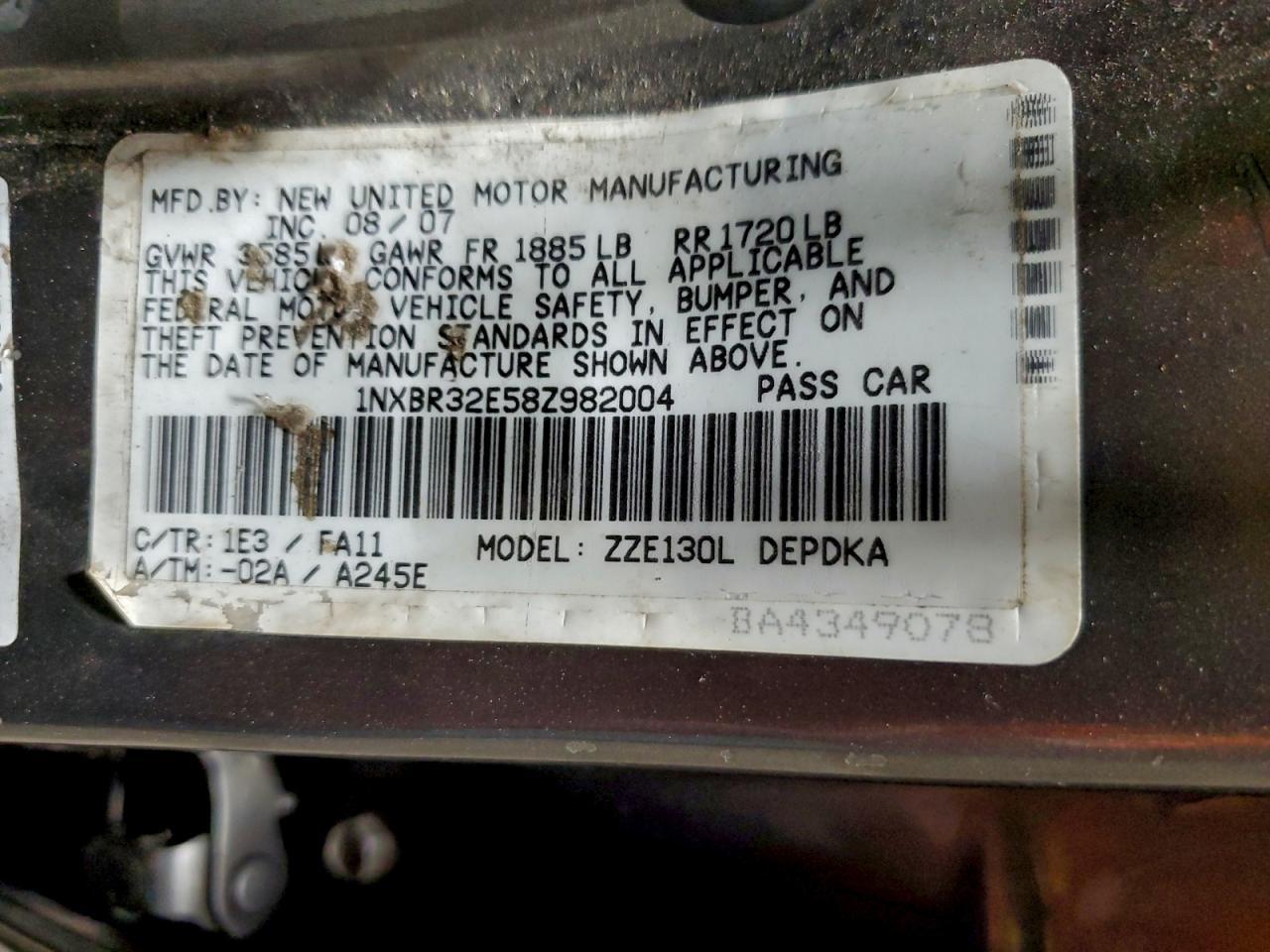 2008 TOYOTA COROLLA