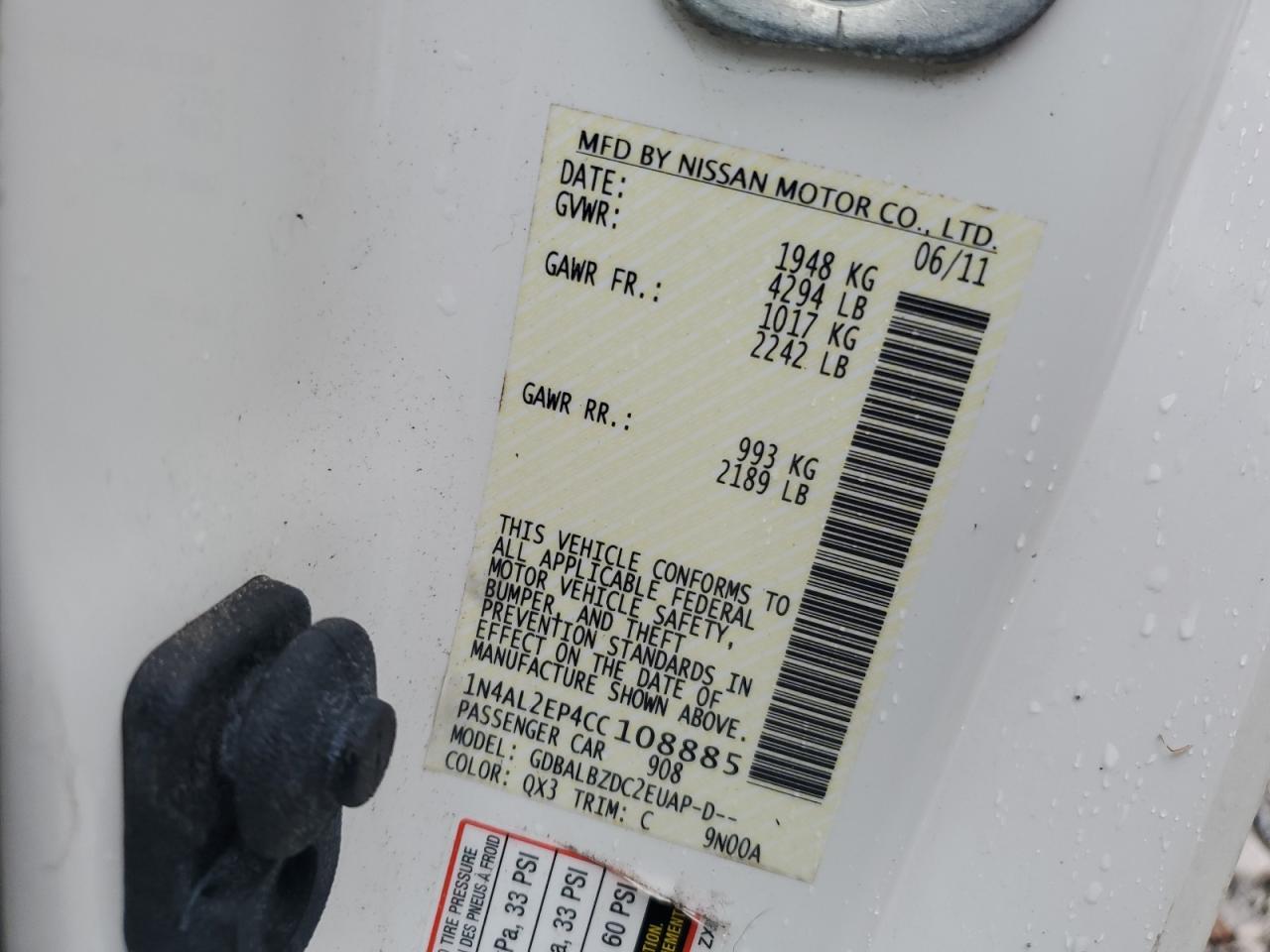 2012 NISSAN ALTIMA