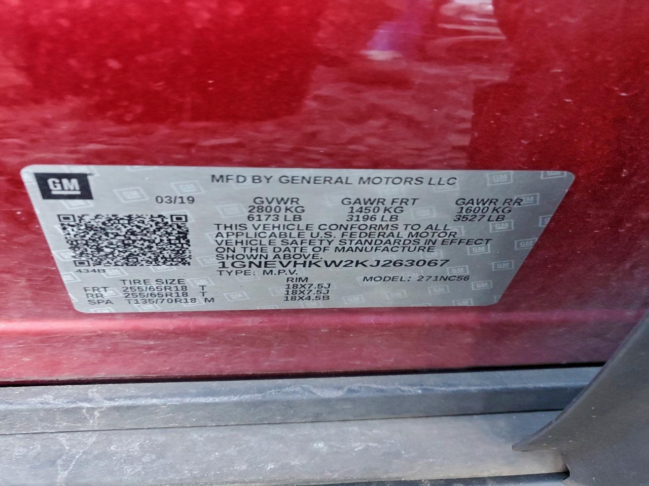 2019 CHEVROLET TRAVERSE