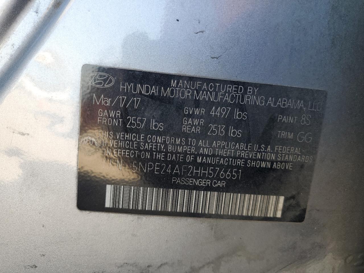 2017 HYUNDAI SONATA