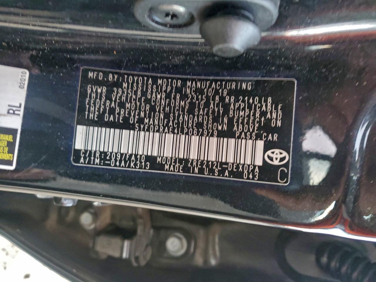 2020 TOYOTA COROLLA