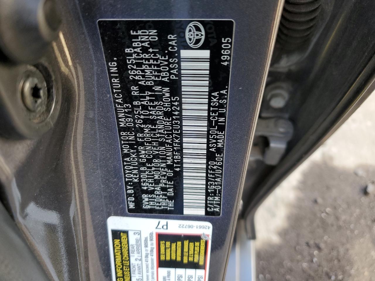 2014 TOYOTA CAMRY