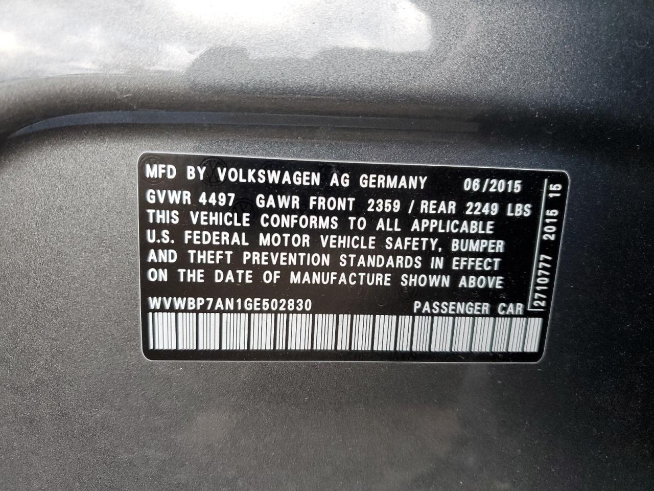 2016 VOLKSWAGEN CC