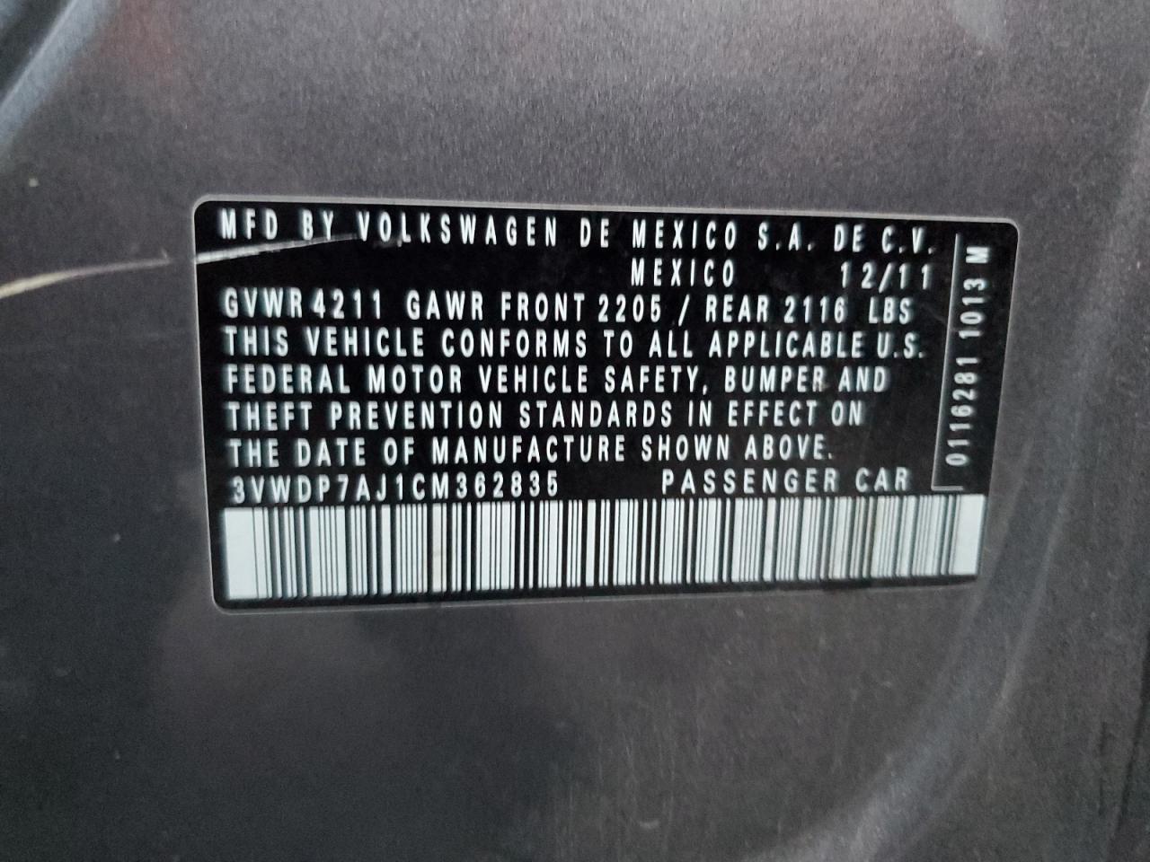 2012 VOLKSWAGEN JETTA