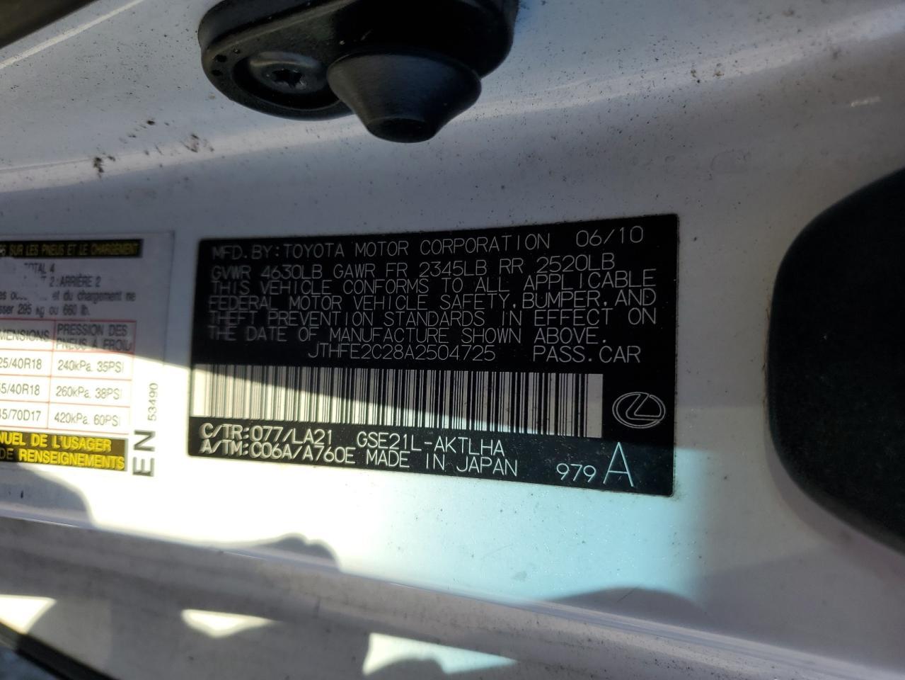 2010 LEXUS IS 350