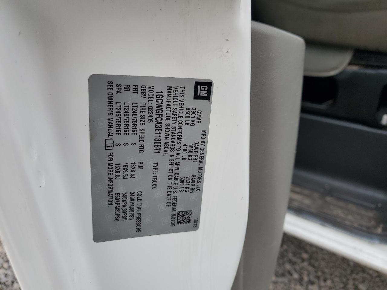 2014 CHEVROLET EXPRESS 2500