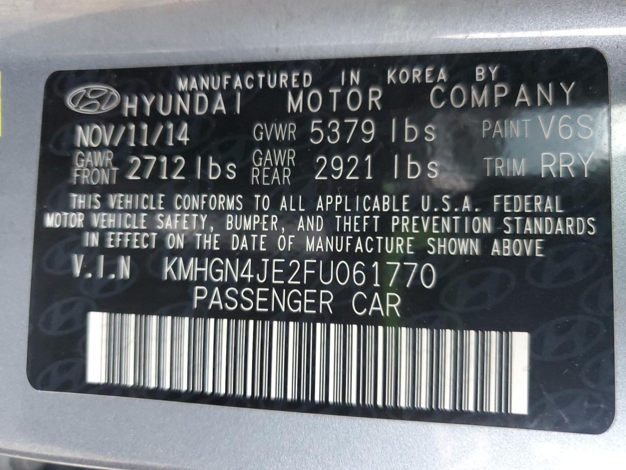 2015 HYUNDAI GENESIS