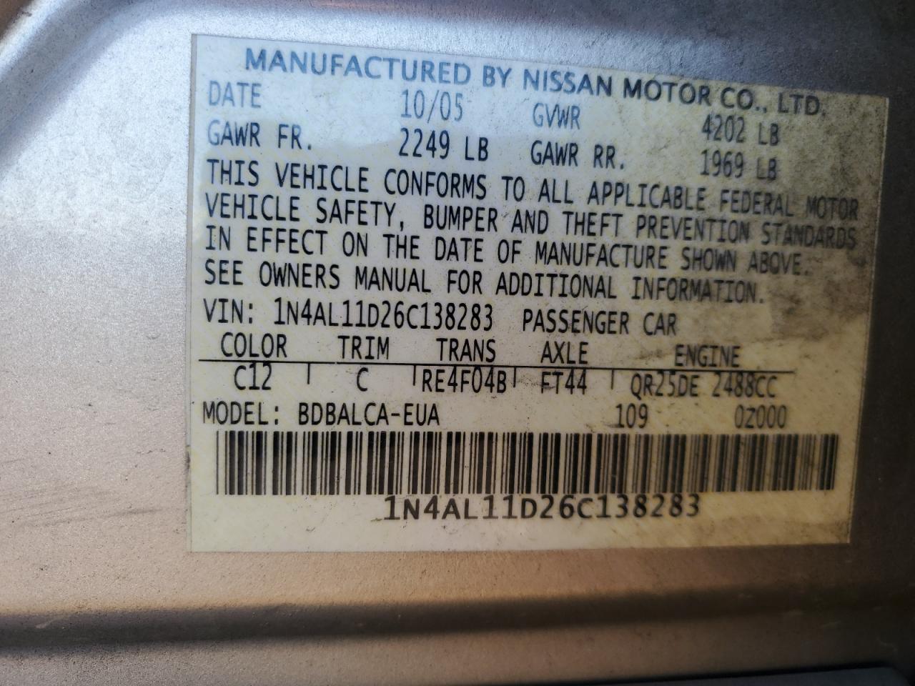 2006 NISSAN ALTIMA