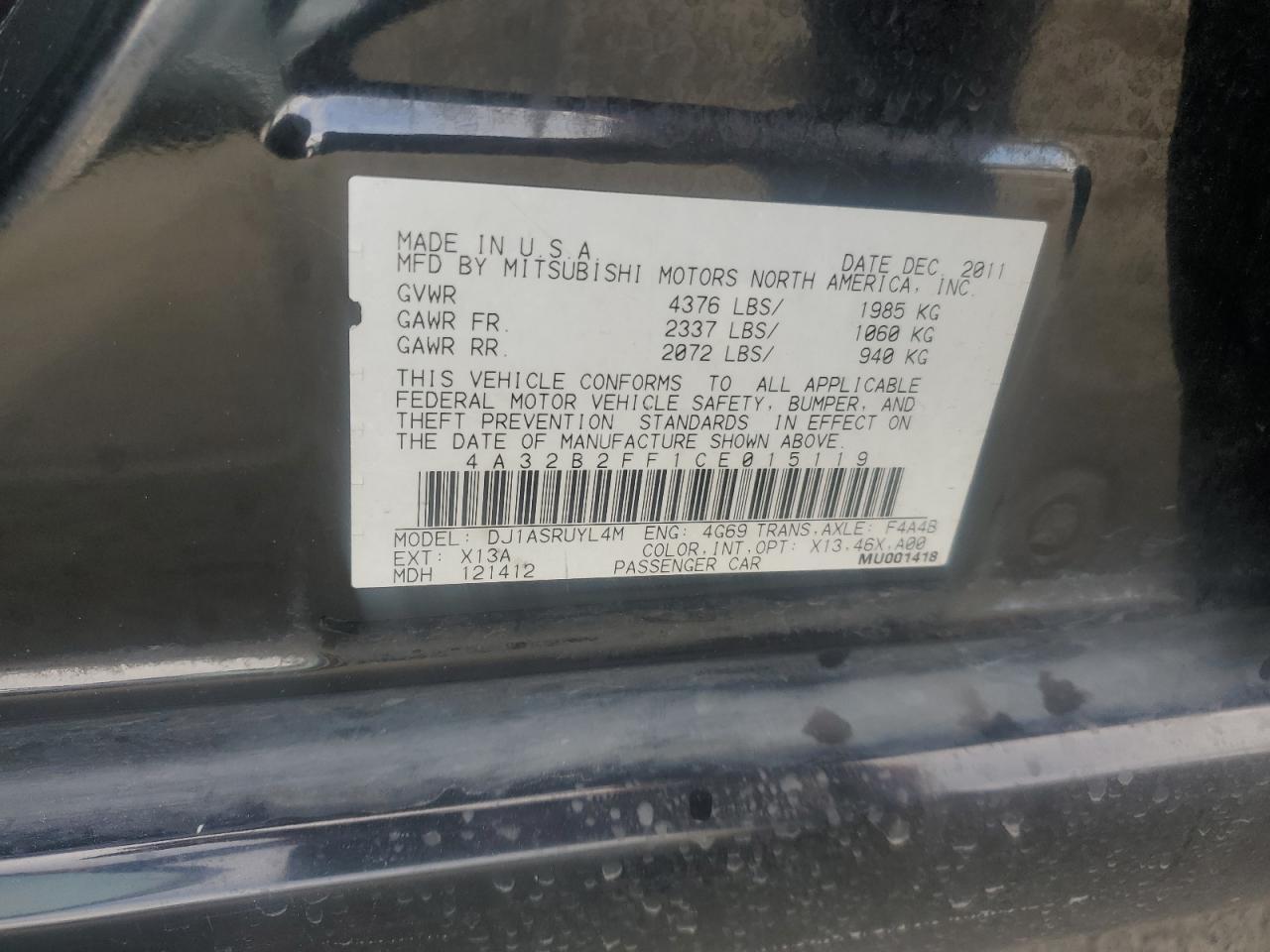 2012 MITSUBISHI Galant