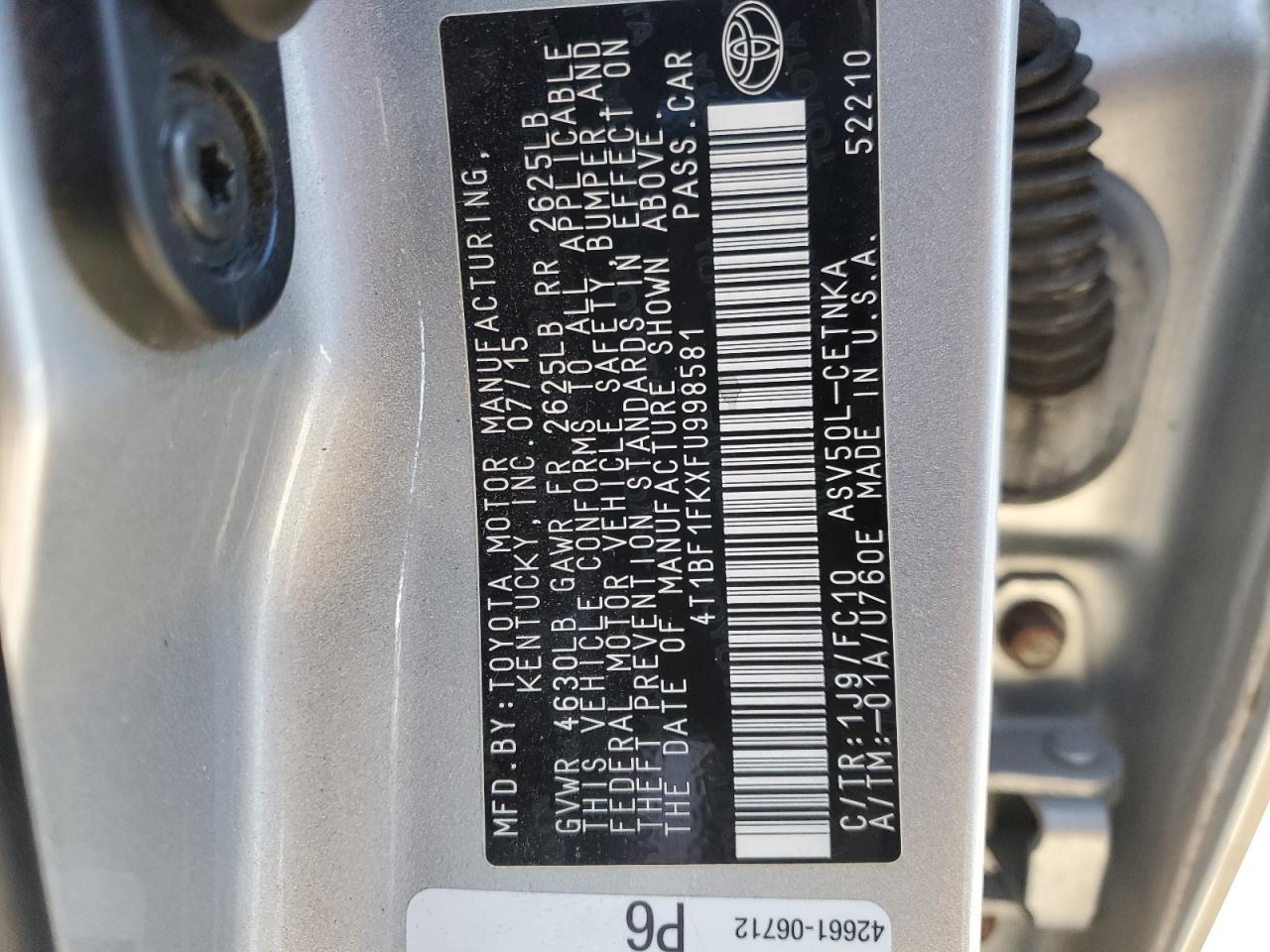 2015 TOYOTA CAMRY