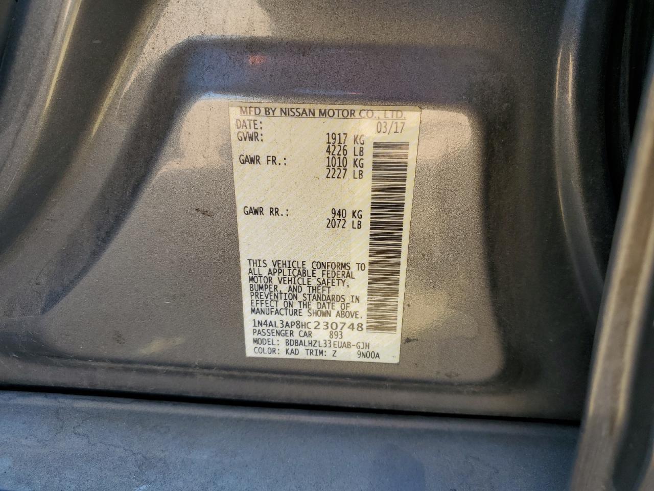 2017 NISSAN ALTIMA