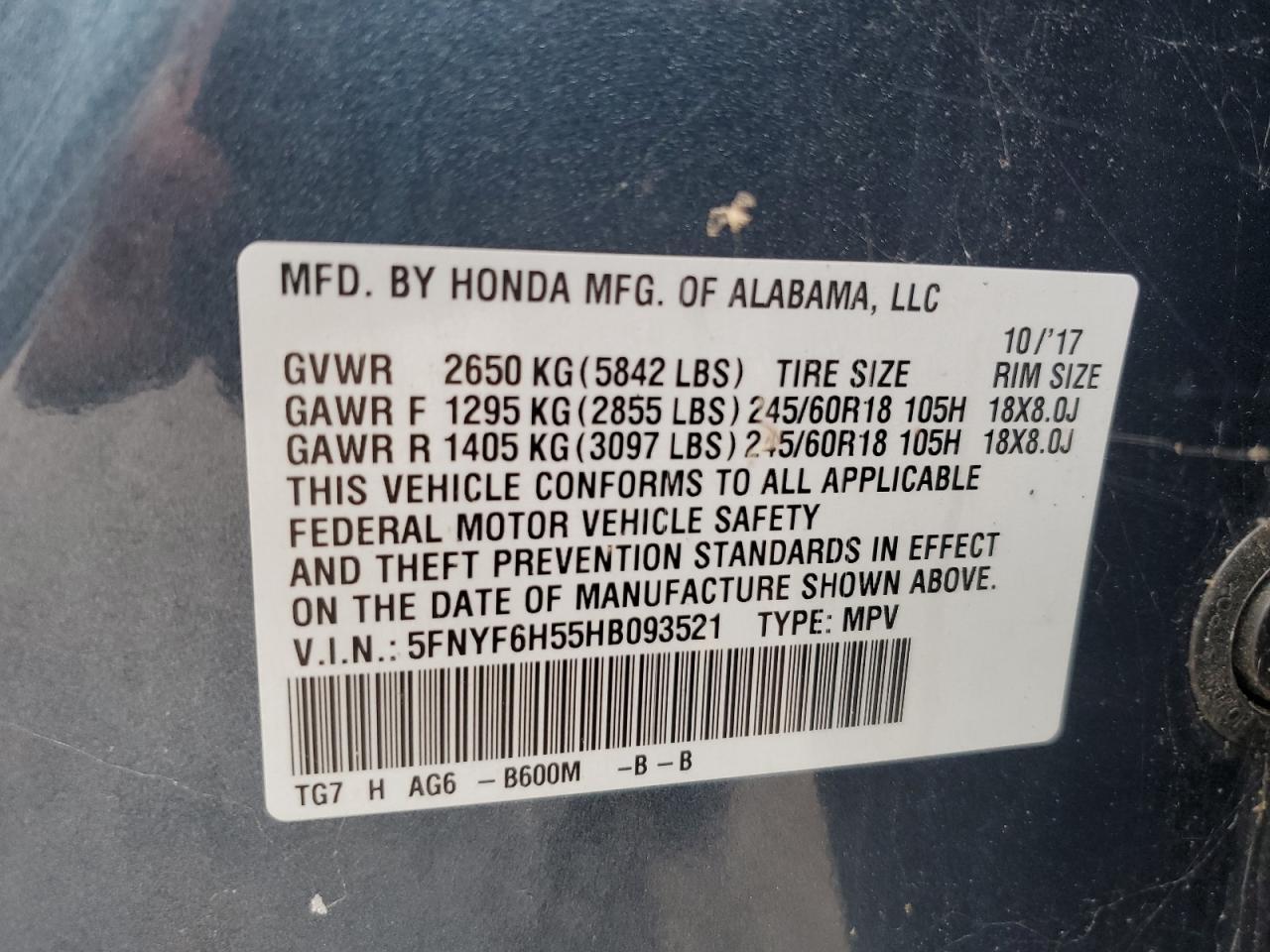 2017 HONDA PILOT