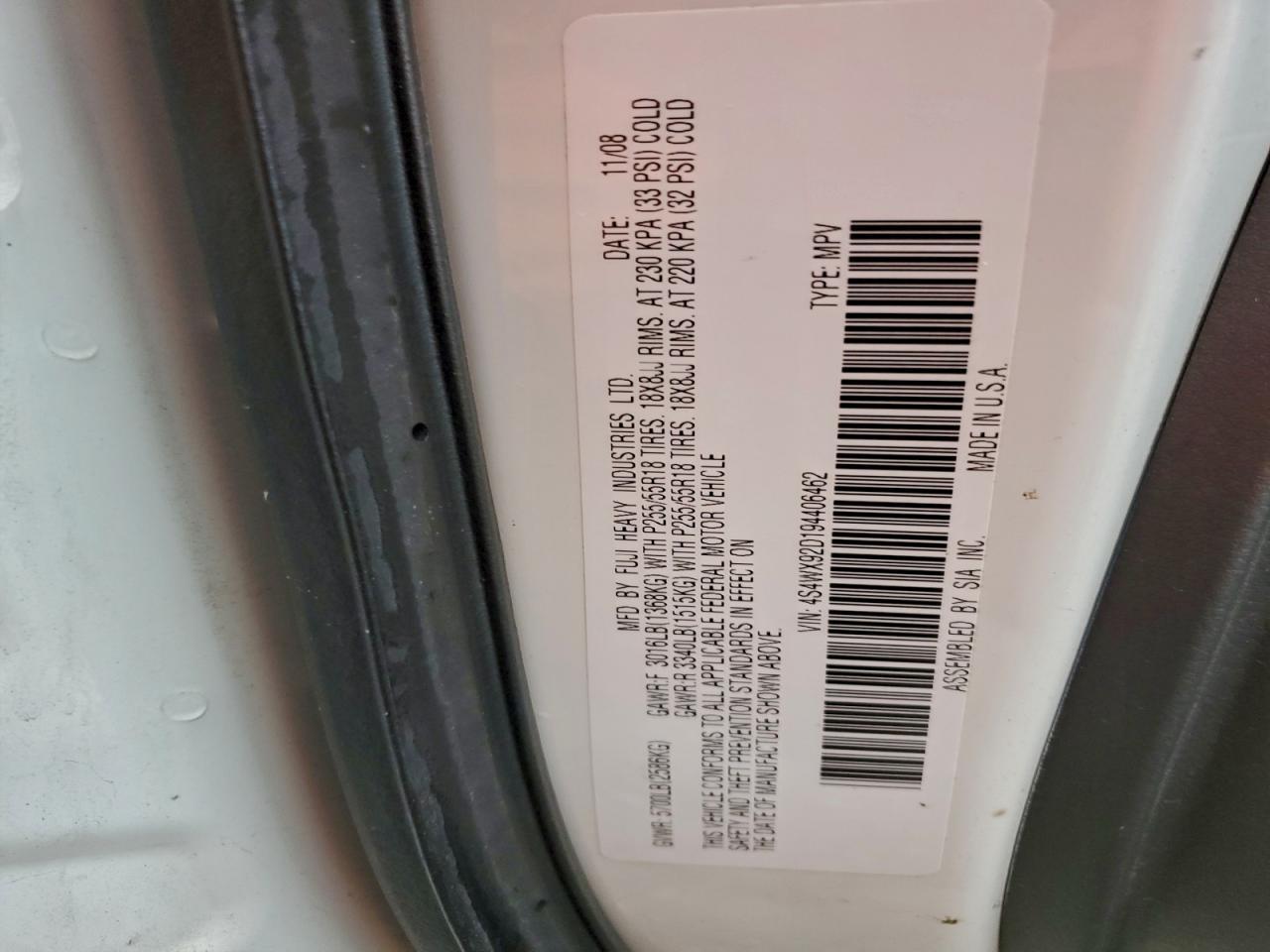 2009 SUBARU Tribeca