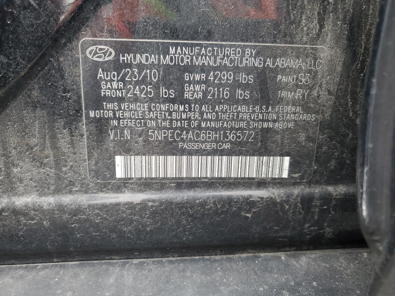 2011 HYUNDAI SONATA
