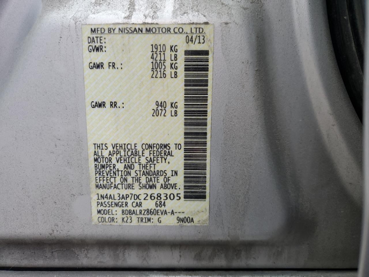 2013 NISSAN ALTIMA