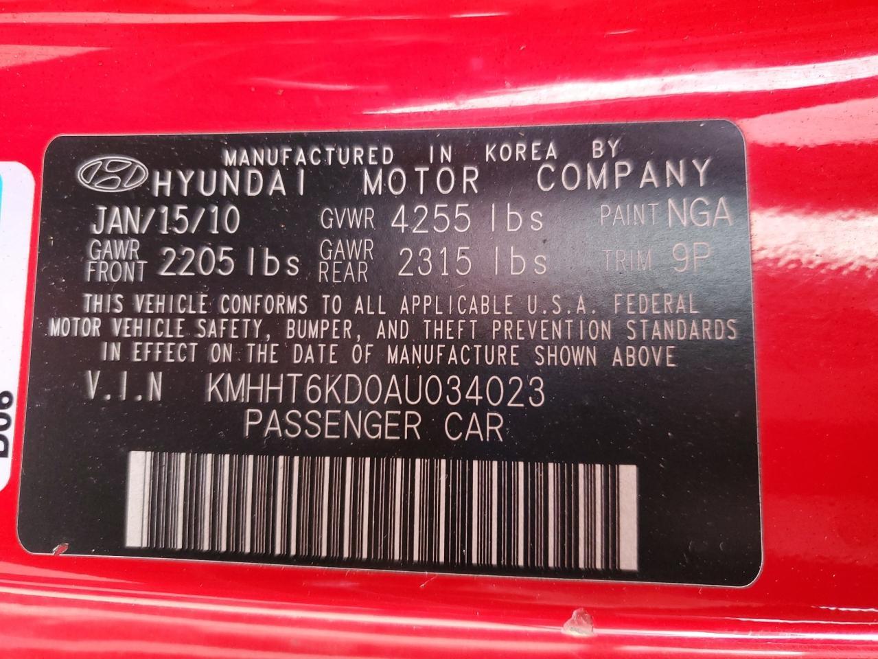 2010 HYUNDAI GENESIS