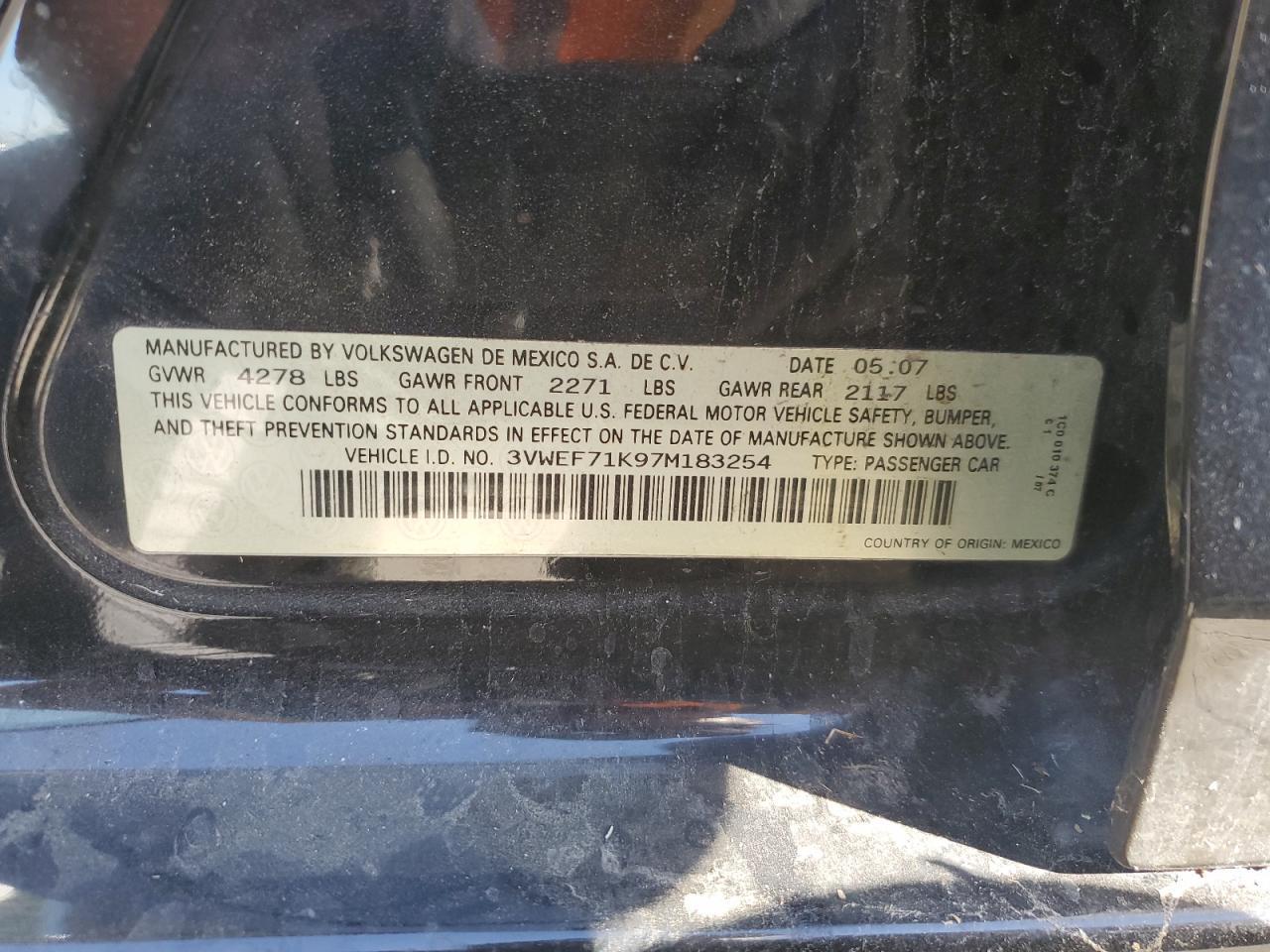 2007 VOLKSWAGEN JETTA