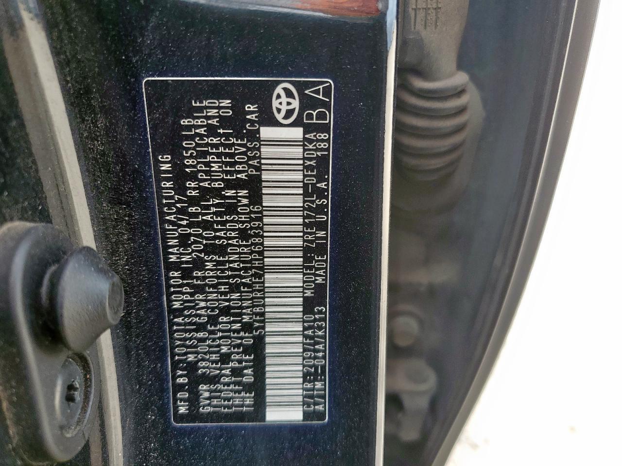 2017 TOYOTA COROLLA