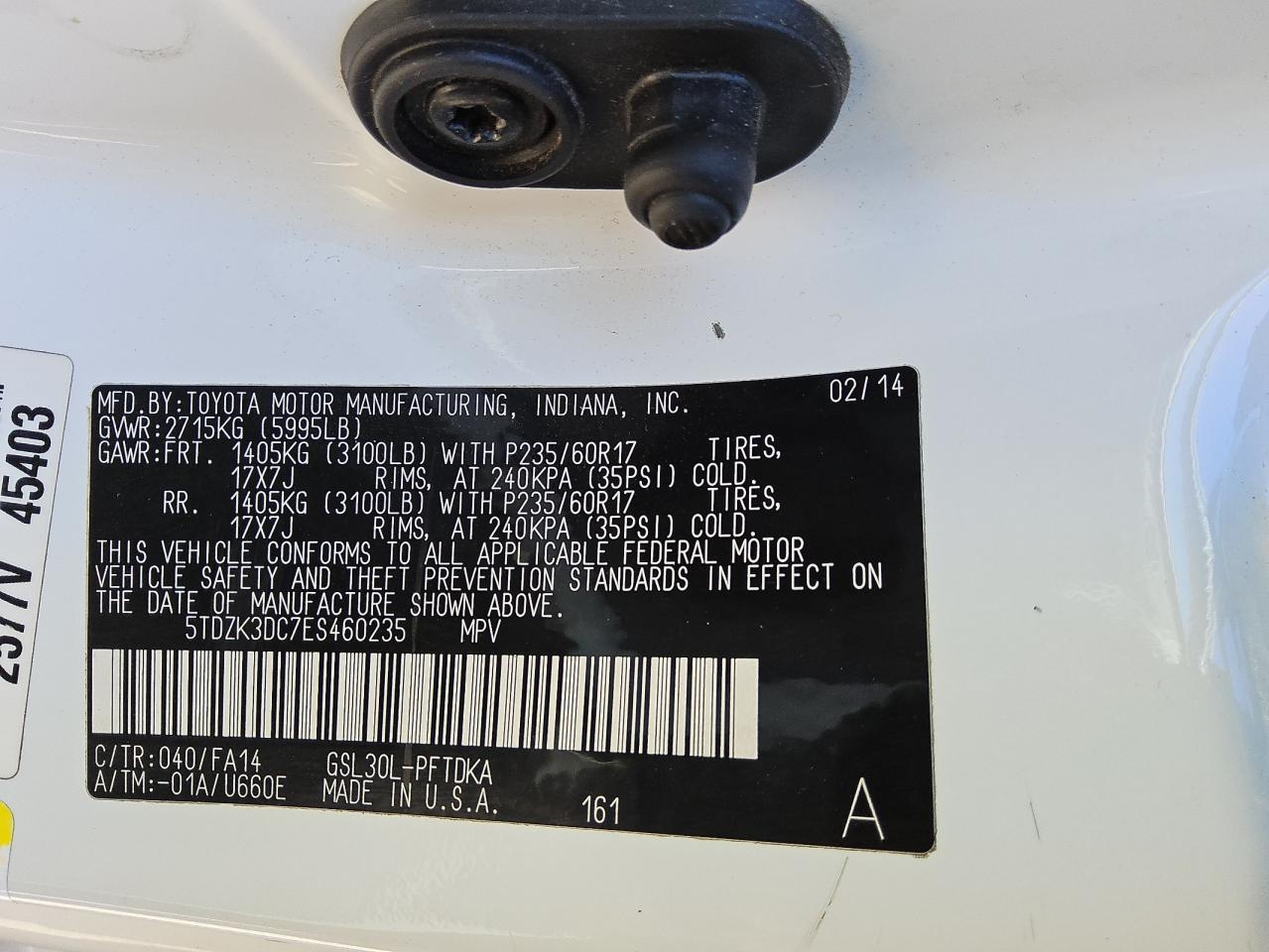 2014 TOYOTA SIENNA