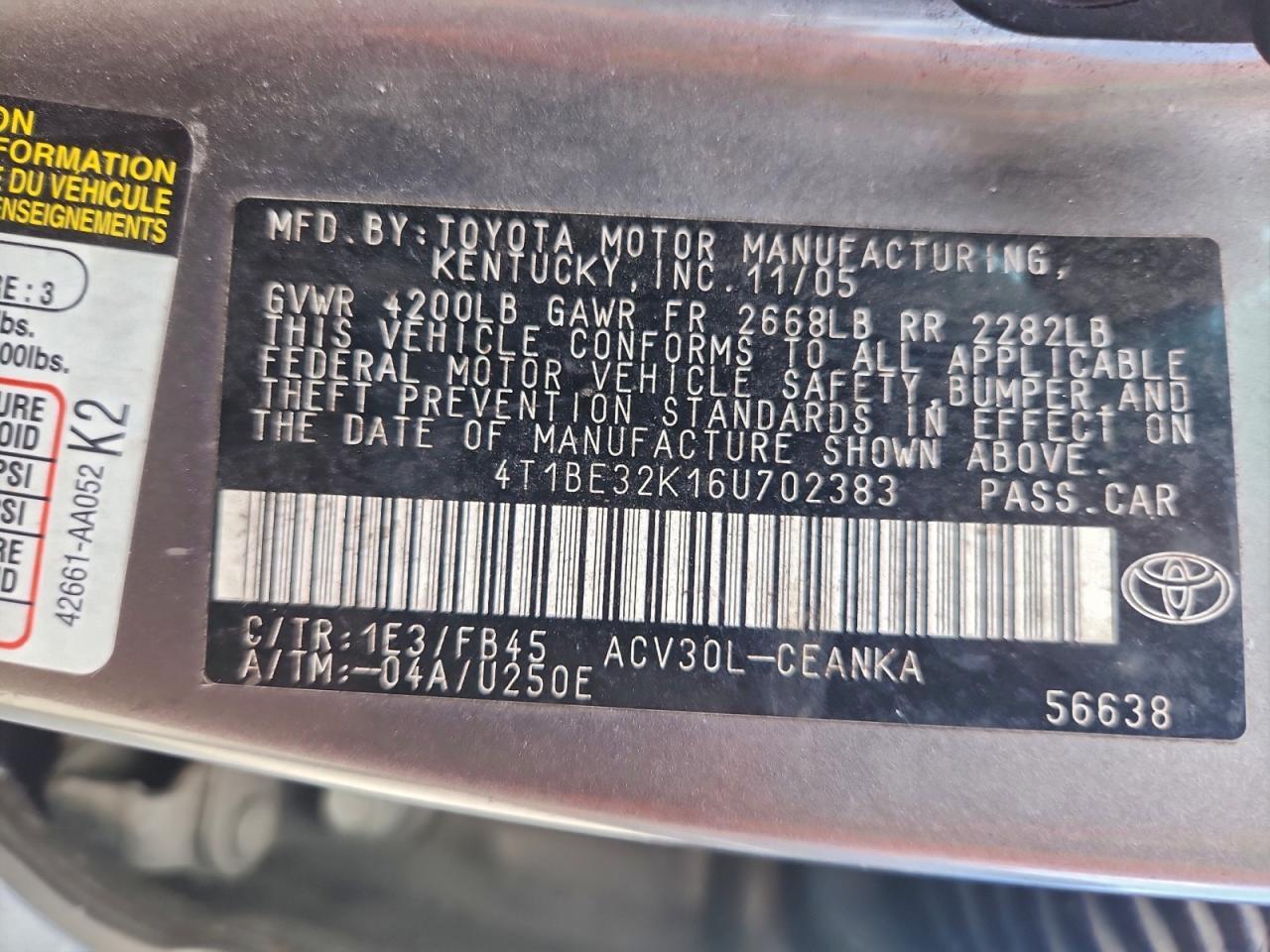 2006 TOYOTA CAMRY