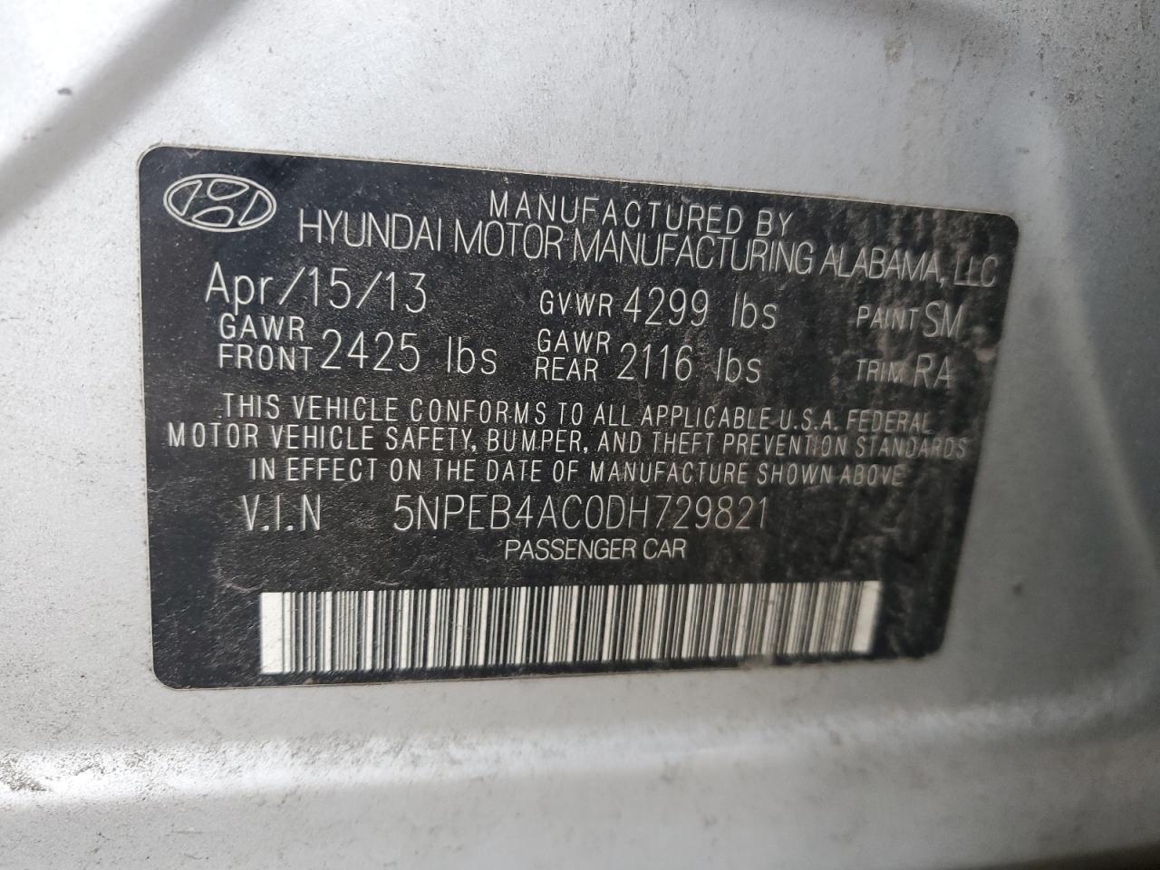 2013 HYUNDAI SONATA