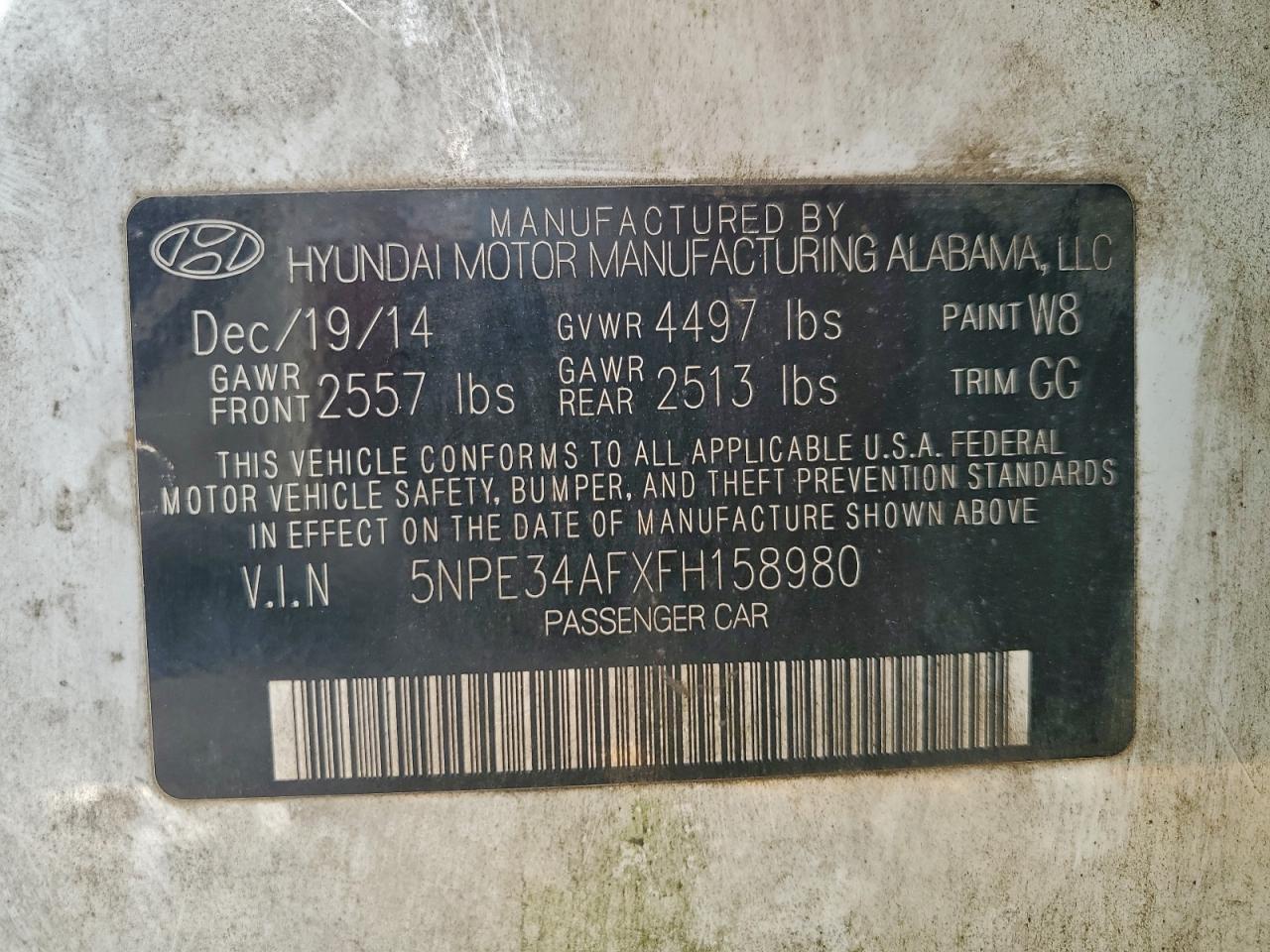 2015 HYUNDAI SONATA