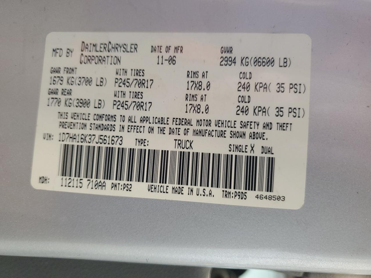 2007 DODGE RAM 1500