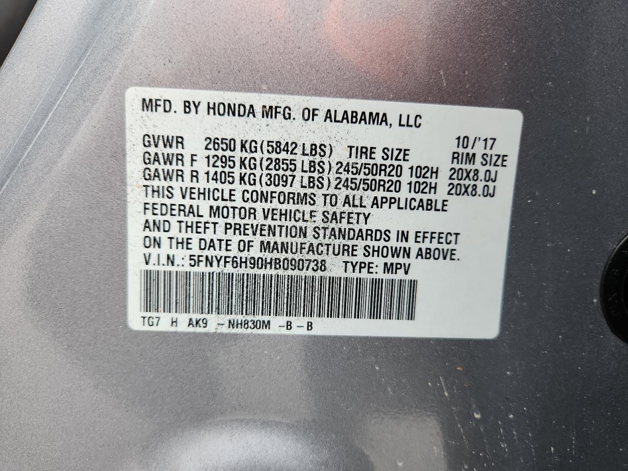 2017 HONDA PILOT