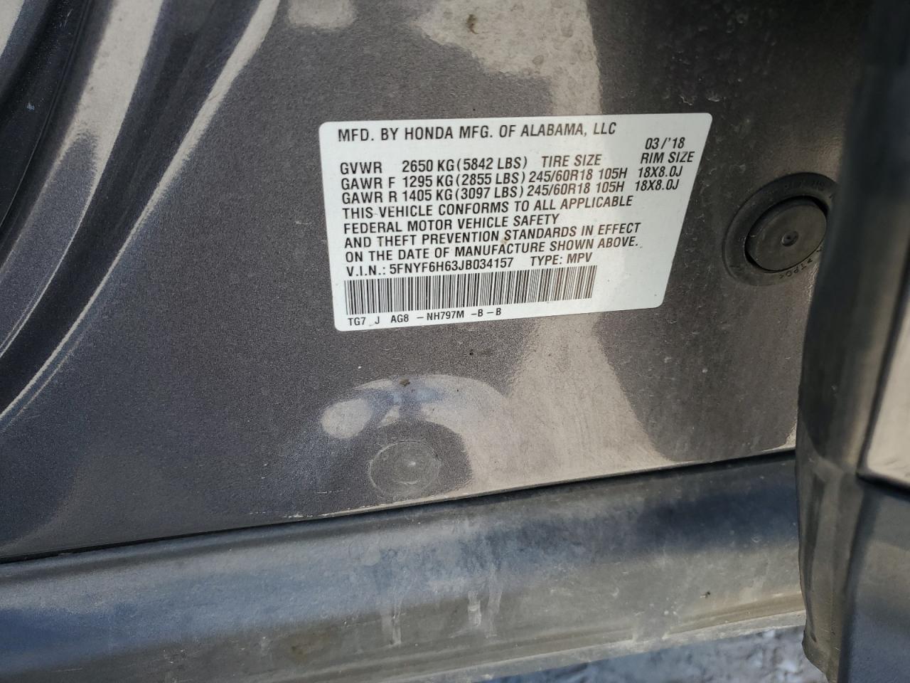 2018 HONDA PILOT