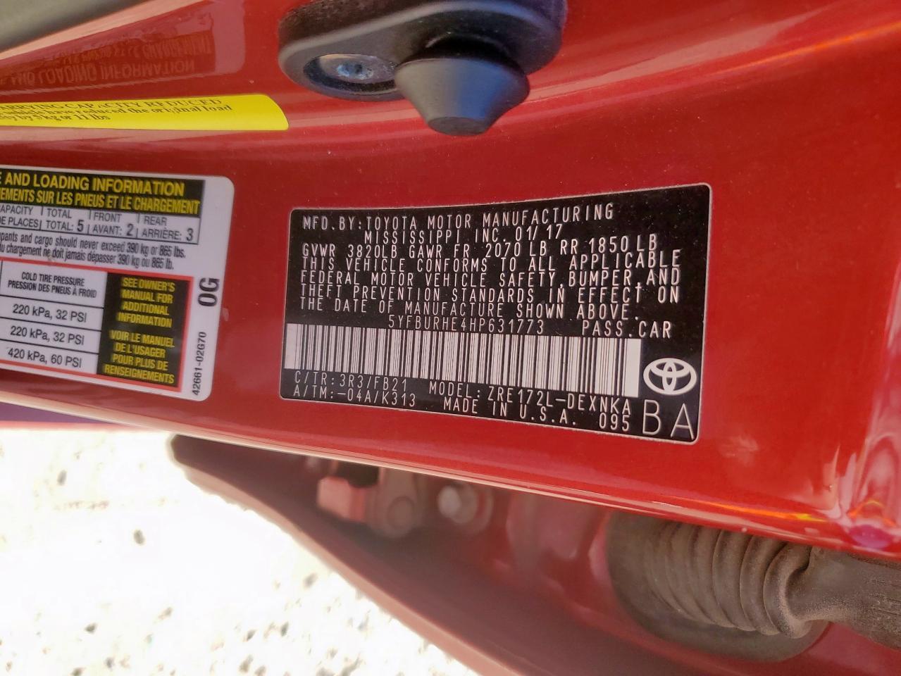 2017 TOYOTA COROLLA