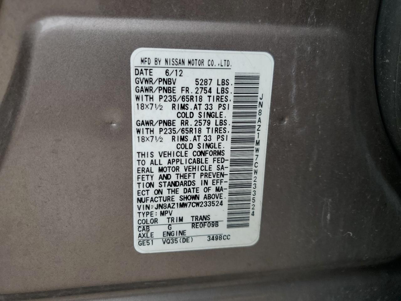 2012 NISSAN MURANO