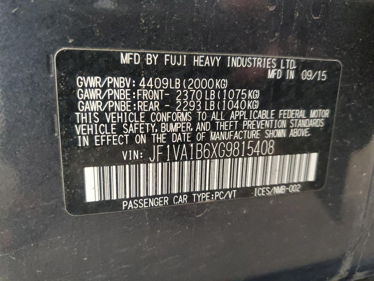 2016 SUBARU WRX