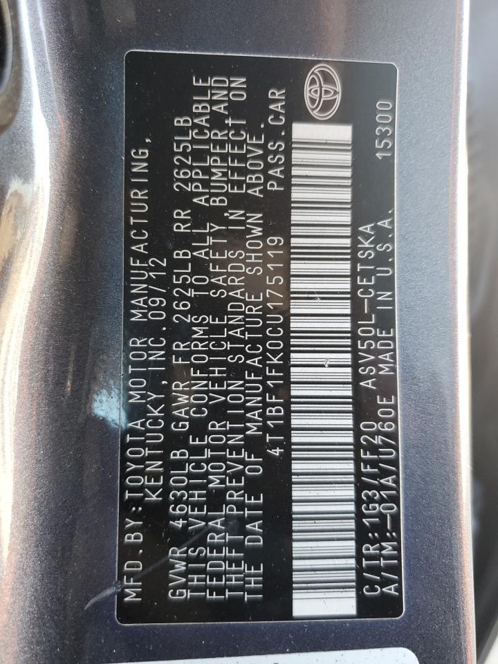 2012 TOYOTA CAMRY