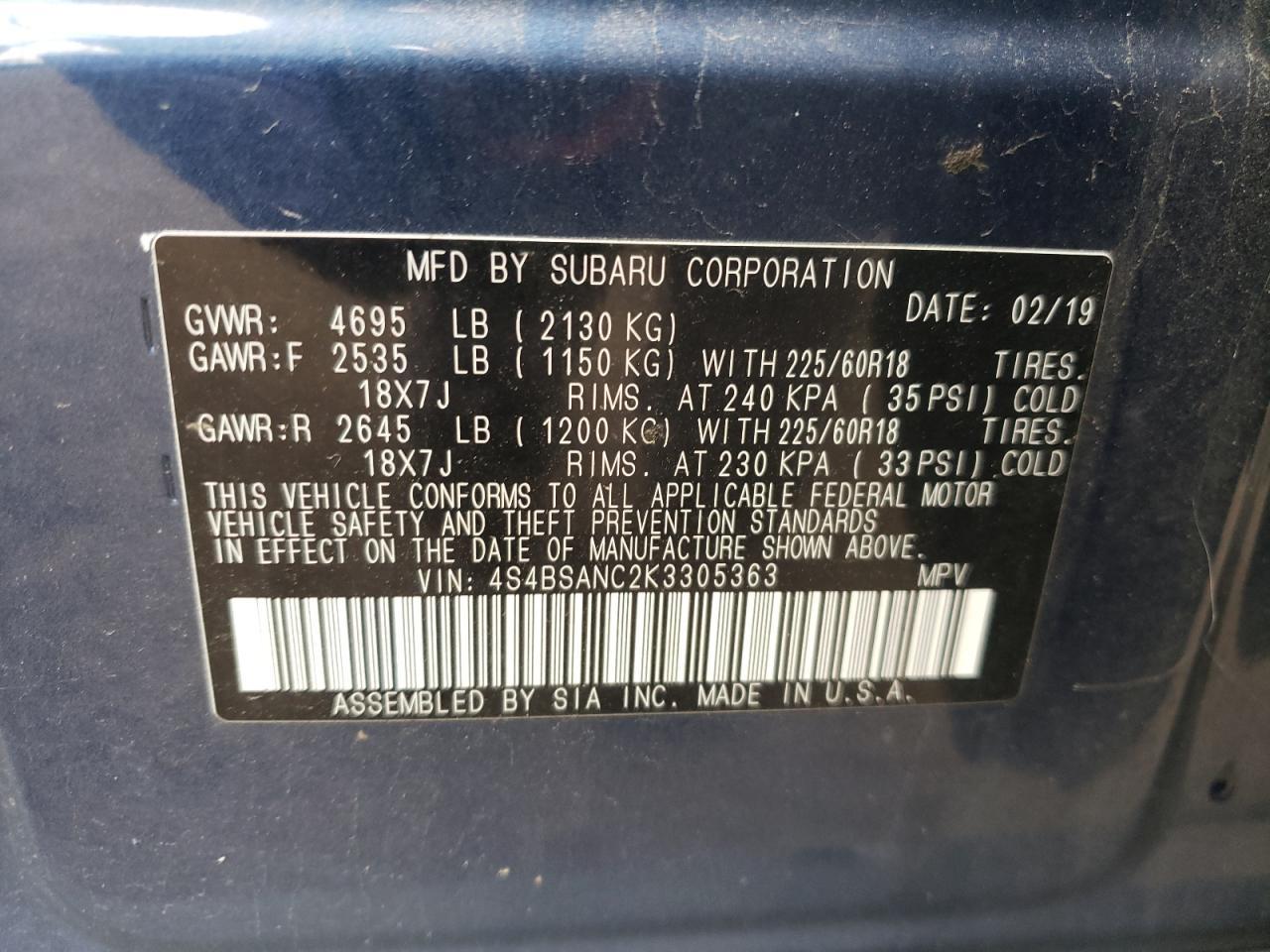 2019 SUBARU Outback