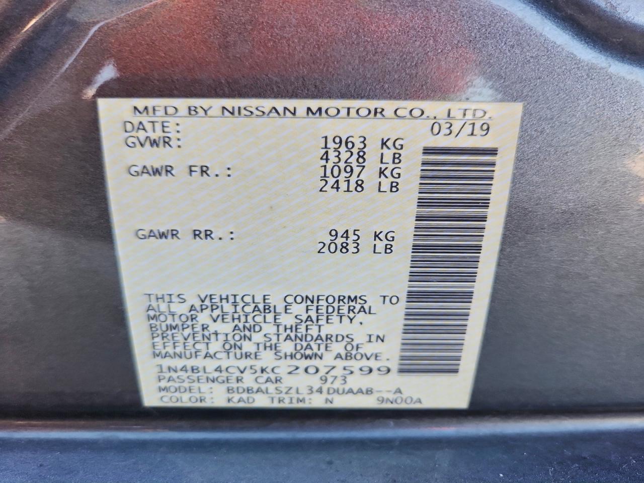 2019 NISSAN ALTIMA