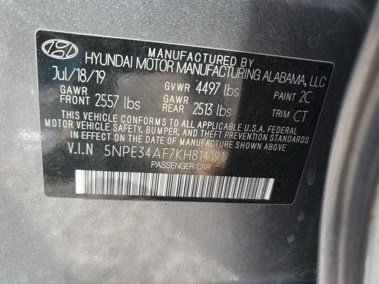 2019 HYUNDAI SONATA