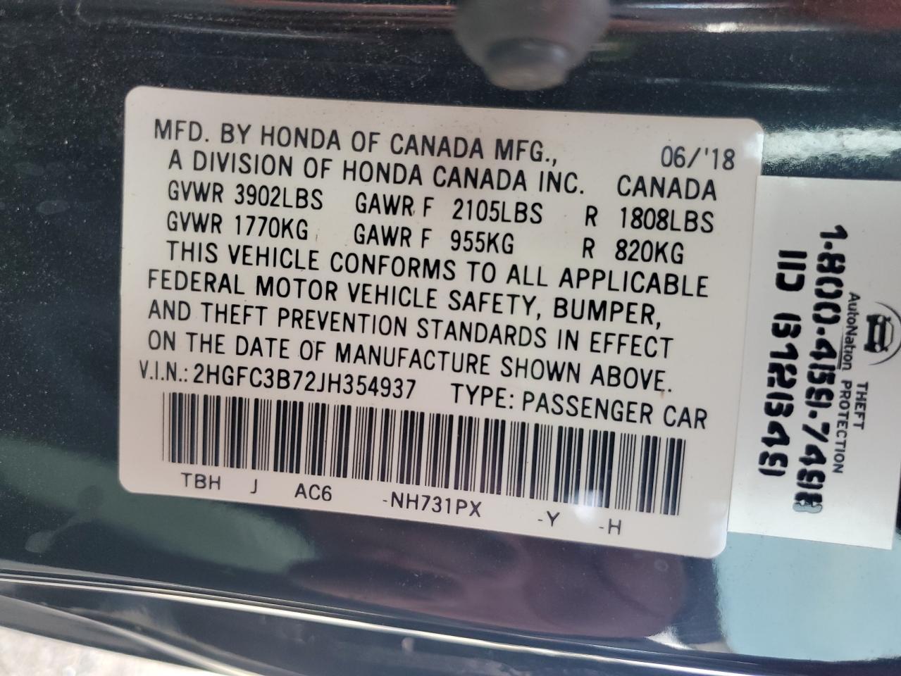2018 HONDA CIVIC