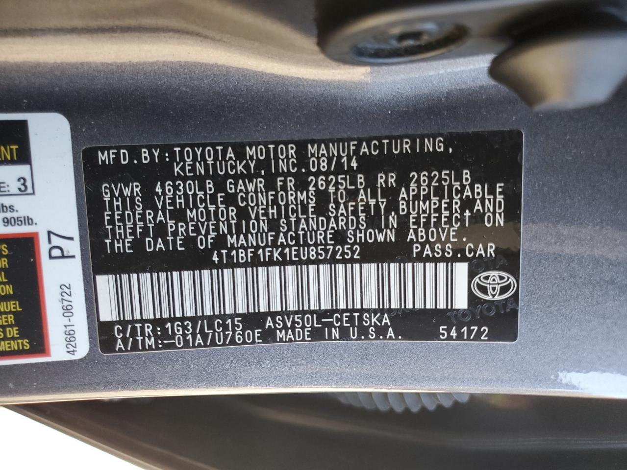 2014 TOYOTA CAMRY