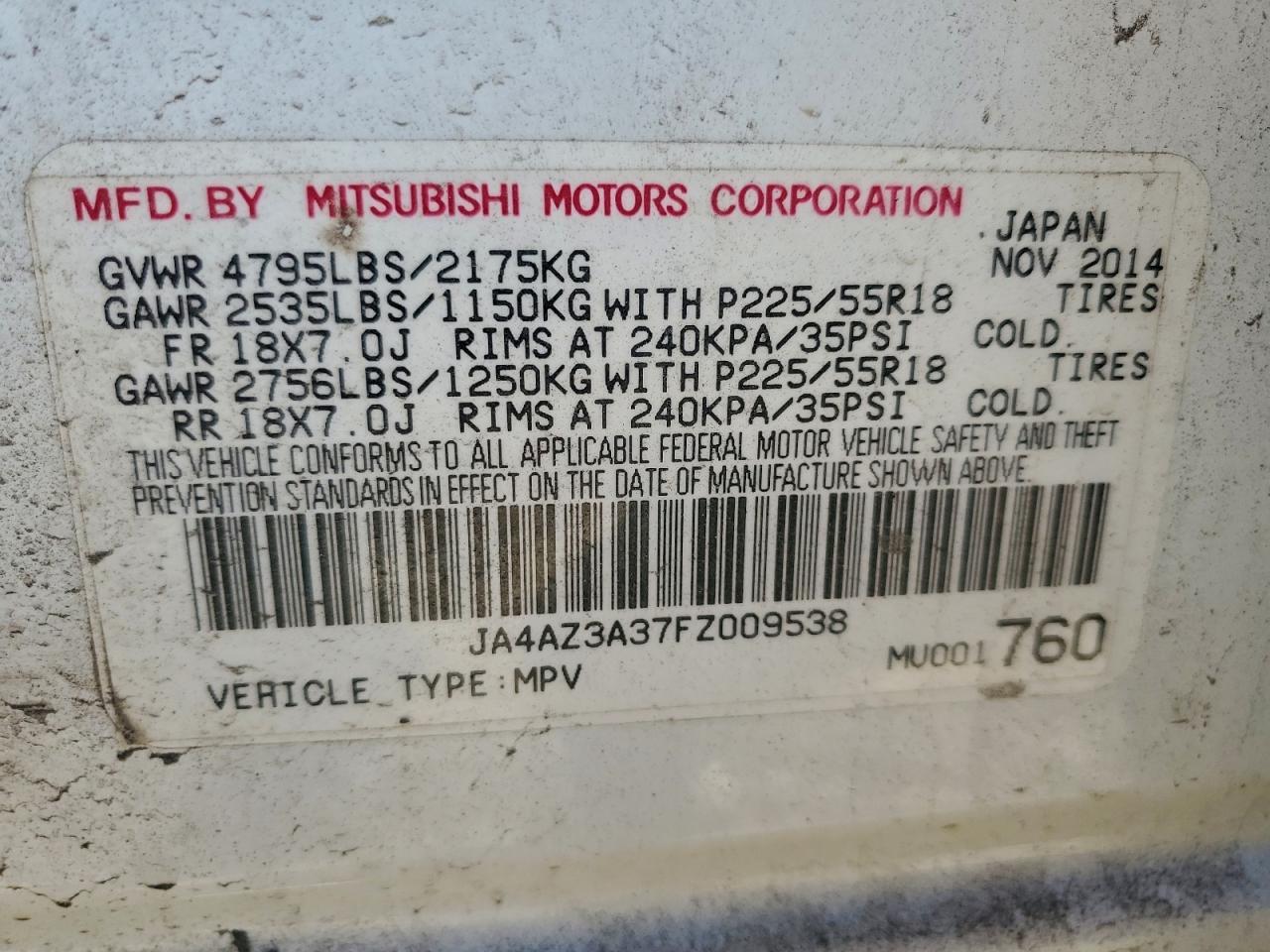 2015 MITSUBISHI outlander