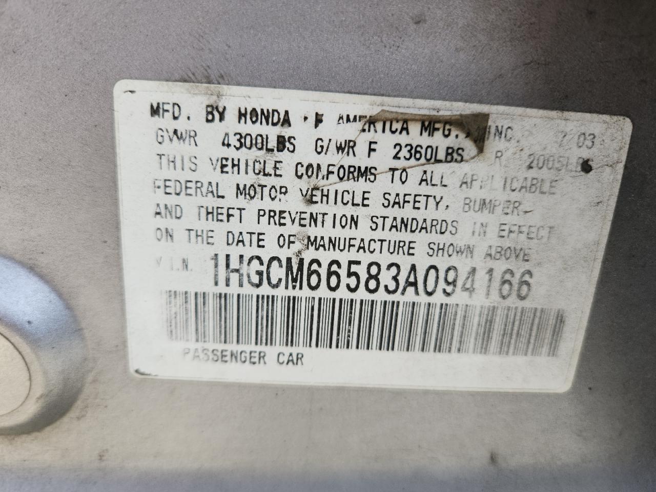2003 HONDA ACCORD