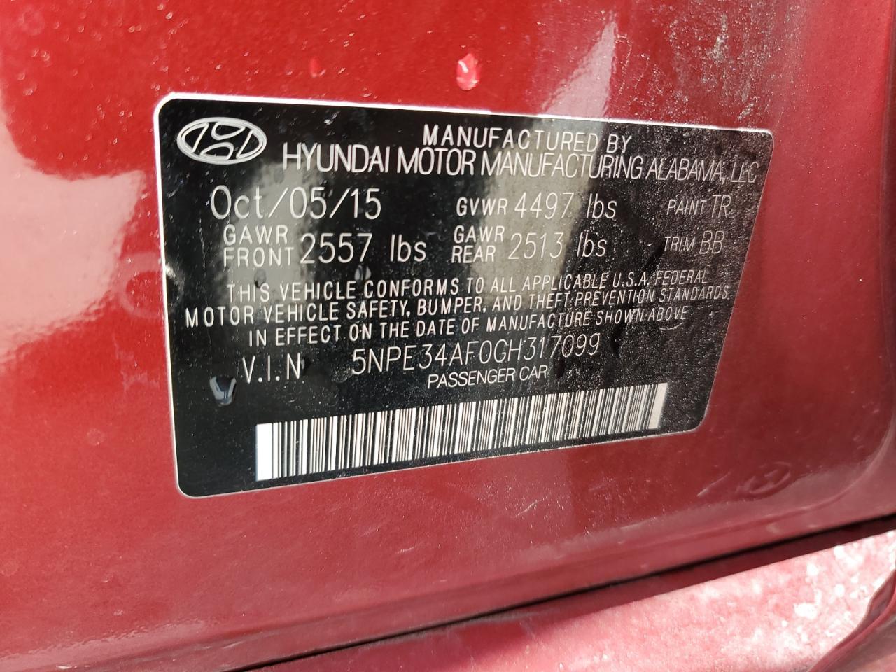 2016 HYUNDAI SONATA