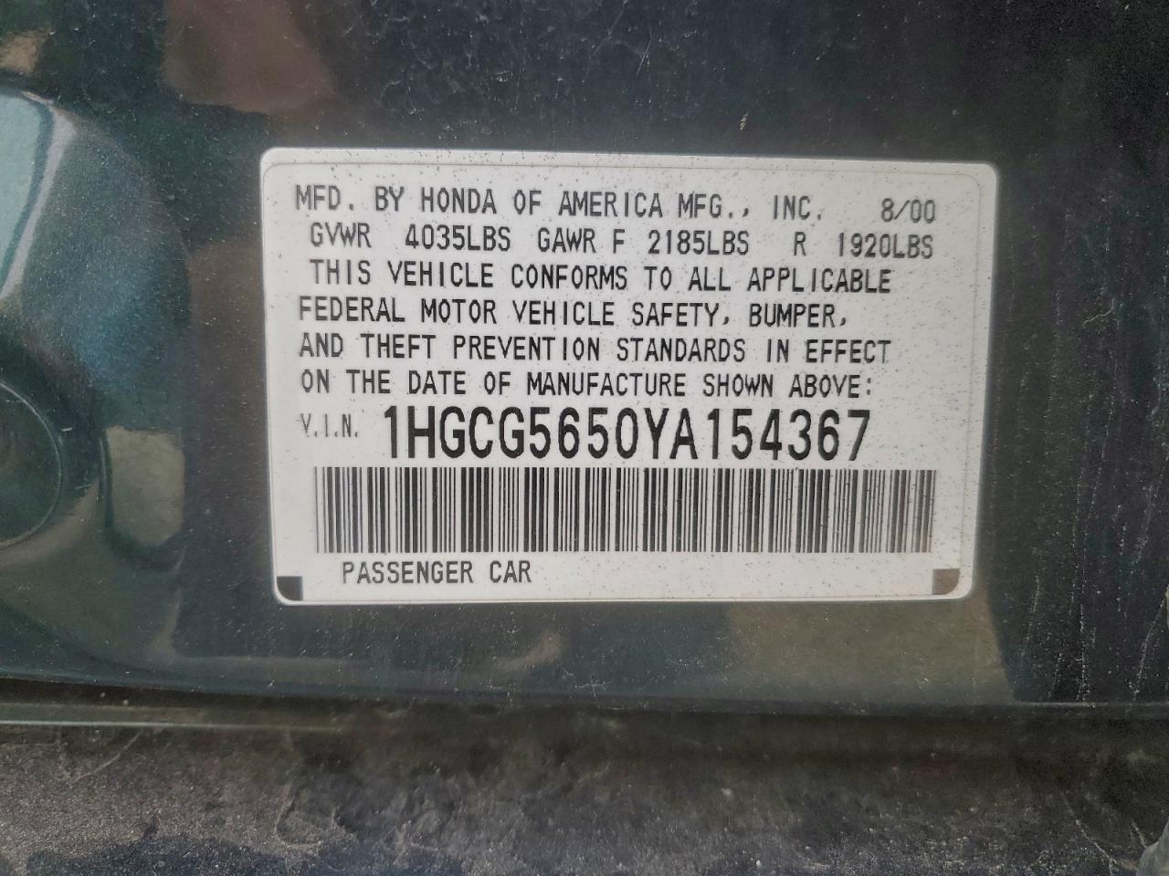 2000 HONDA ACCORD