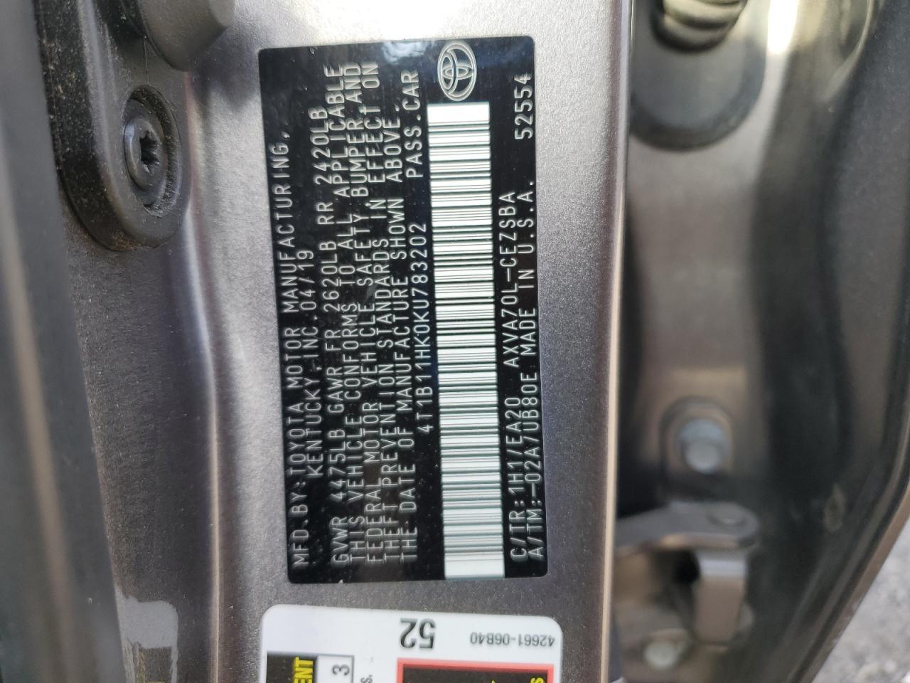 2019 TOYOTA CAMRY