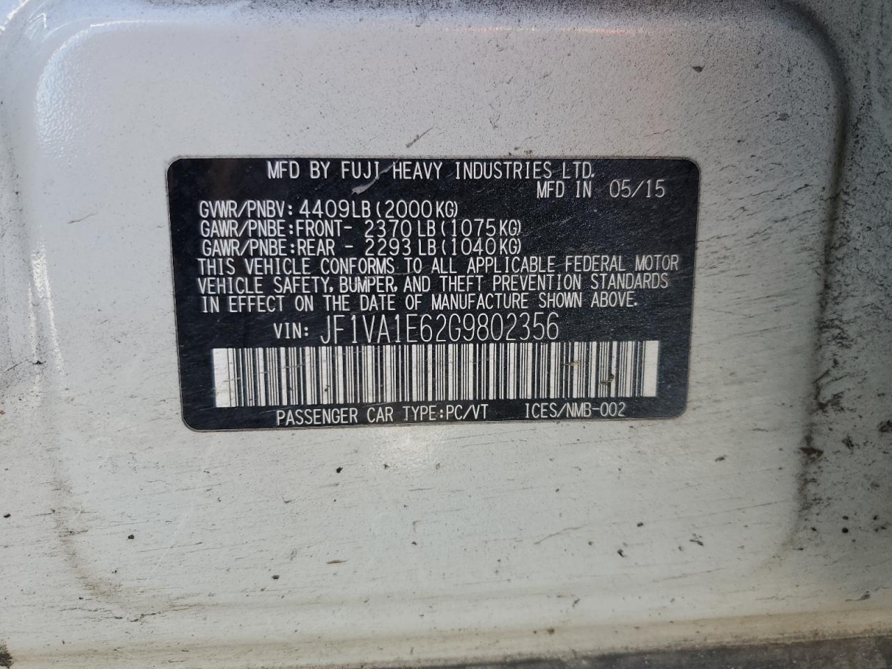 2016 SUBARU WRX