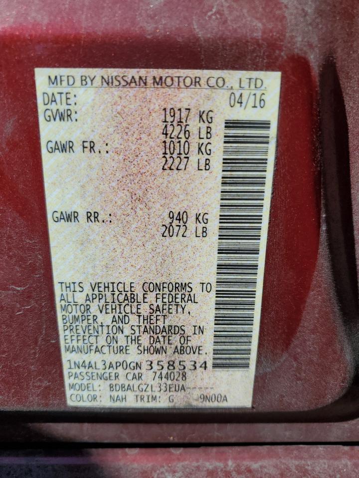 2016 NISSAN ALTIMA
